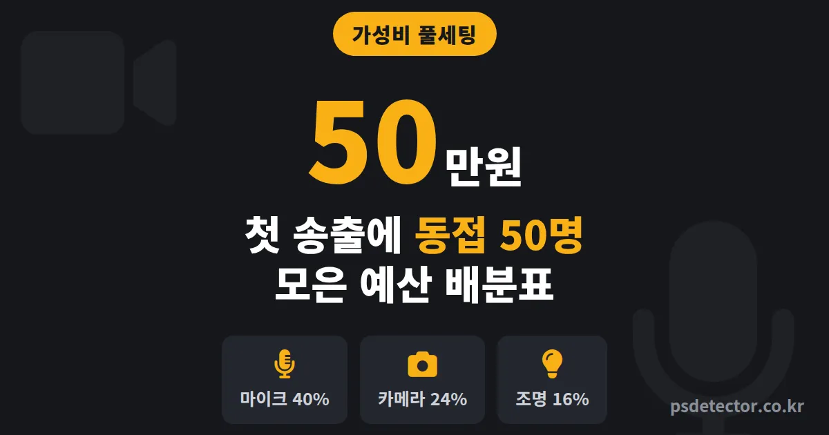 50만원 가성비 방송 풀세팅, 첫 송출에 동접 50명 모은 BJ 3명의 실전 예산 배분표