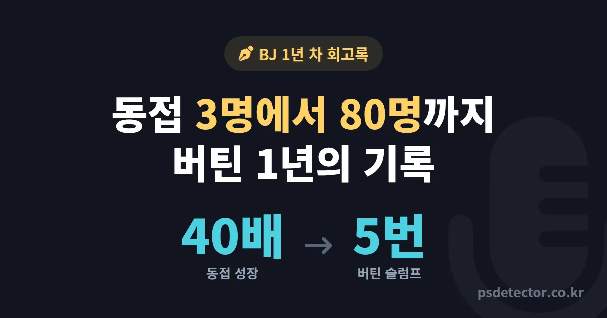BJ 1년 차 회고록, 동접 3명에서 80명까지 매달 적은 기록과 다섯 번의 슬럼프