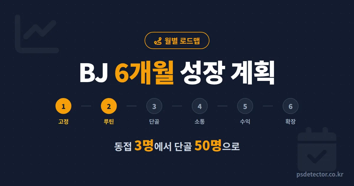 BJ 6개월 성장 계획 어떻게 짜야 할까, 동접 3명에서 단골 50명 만든 월별 설계법