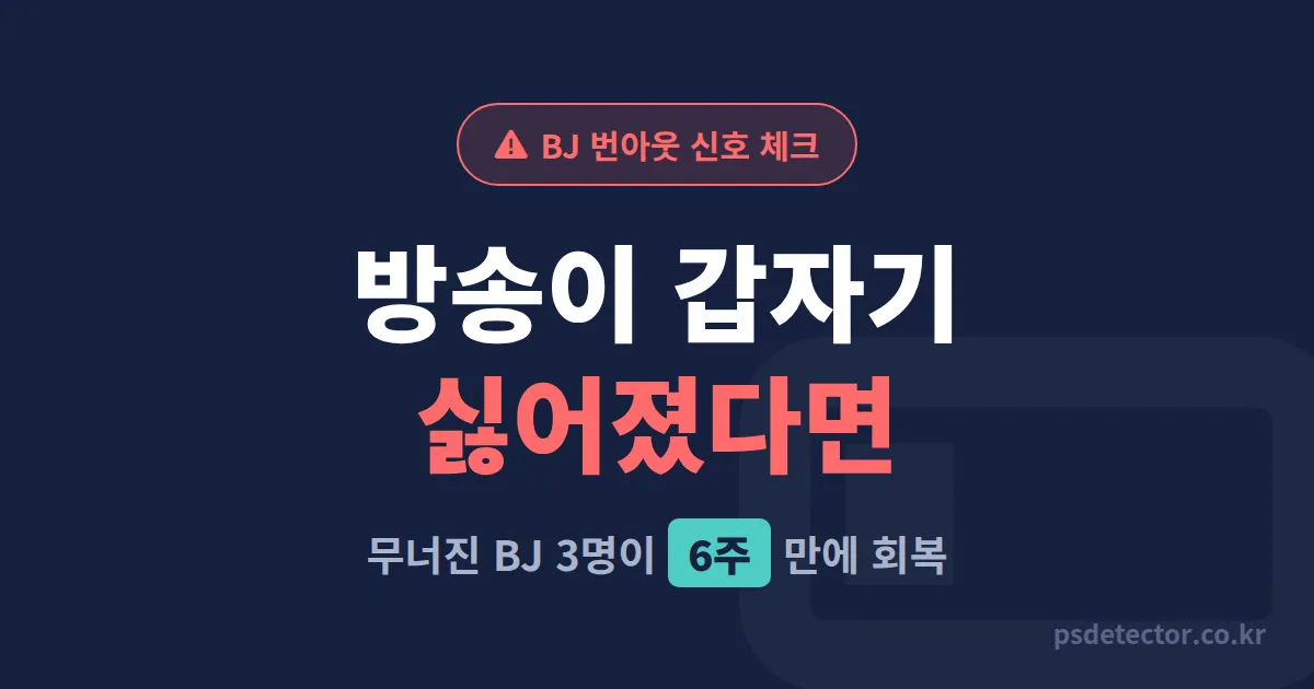 BJ 번아웃 징후와 대처, 동접 반토막 직전 무너진 방송인 3명이 6주 만에 회복한 루틴