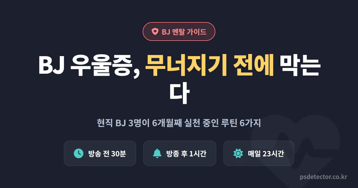 BJ 우울증 예방, 시청자 0명 새벽 방송에서 무너지지 않은 BJ 3명의 루틴 6가지