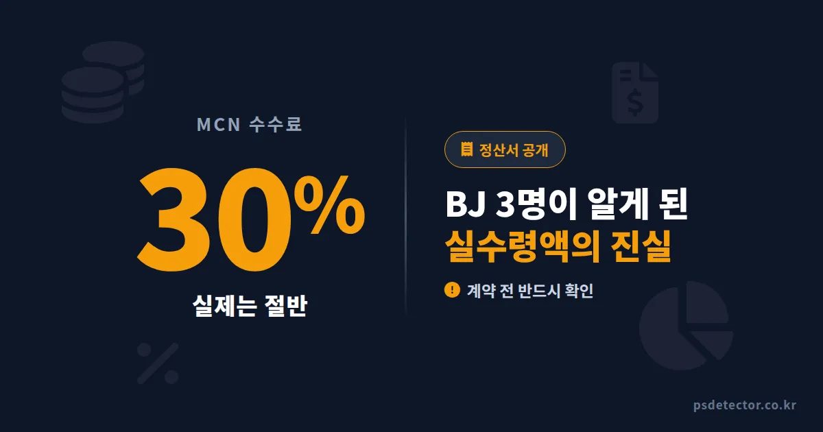 MCN 수수료 구조 4단계 분해, 정산서 공개한 BJ 3명이 알게 된 실수령액 진실