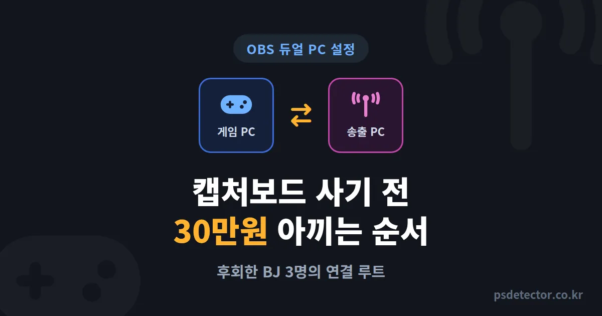 OBS 듀얼 PC 설정, 캡처보드 사놓고 후회한 BJ 3명이 다시 짠 연결 순서와 비용표