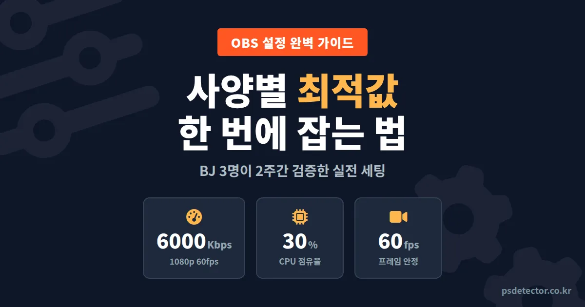 OBS 설정 완벽 가이드, 사양별 최적값과 BJ 3명이 검증한 실전 세팅법