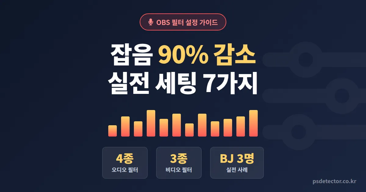 OBS 필터 설정 7가지 핵심 항목, 잡음 90% 줄인 BJ 3명의 실전 노하우