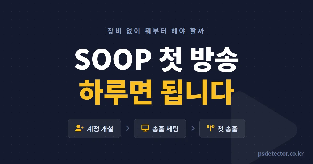 SOOP 방송 시작하는 법 뭐부터 해야 할까, 장비 없이 첫 송출까지 하루 만에 끝내는 4단계