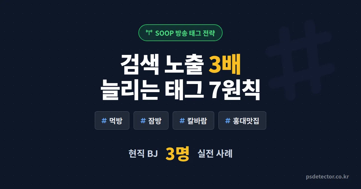 SOOP 방송 태그 전략 7가지, 검색 노출 3배 늘린 BJ 3명의 실전 키워드 선택법