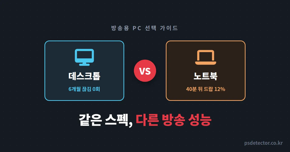 데스크톱 vs 노트북 방송 성능 진짜 차이 어디서 날까, 같은 130만원으로 갈린 BJ 2명의 6개월 기록