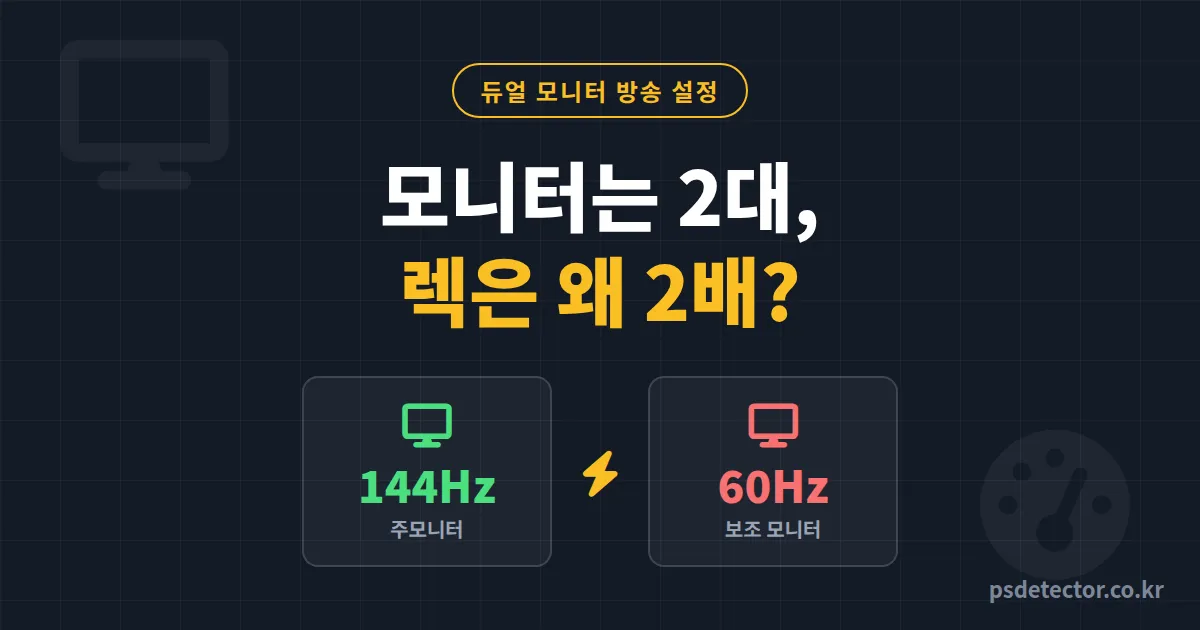 듀얼 모니터 방송 설정 후 렉이 더 심해졌나요? 주사율 불일치부터 잡은 BJ 2명의 10분 세팅 순서
