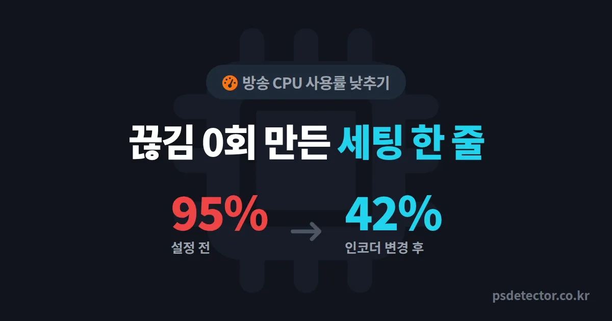 방송 CPU 사용률 낮추기, 송출 중 렉 걸리던 BJ 3명이 끊김 0회 만든 실전 세팅법
