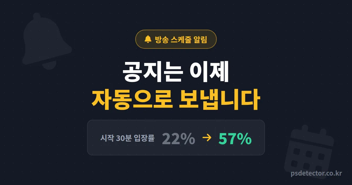방송 스케줄 자동 알림 설정 어디부터 할까, 수동 공지 접고 초반 30분 입장률 2.5배 만든 BJ 2명의 세팅 순서