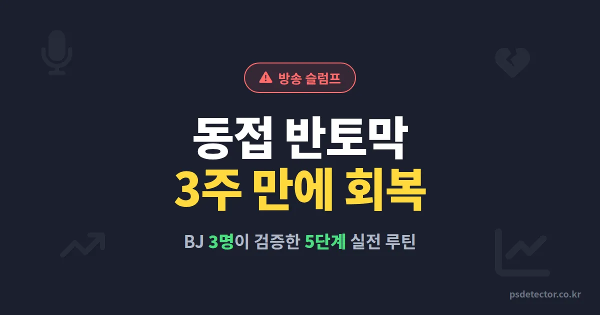 방송 슬럼프 극복법 5단계, 동접 반토막 난 BJ 3명이 3주 만에 회복한 실전 루틴