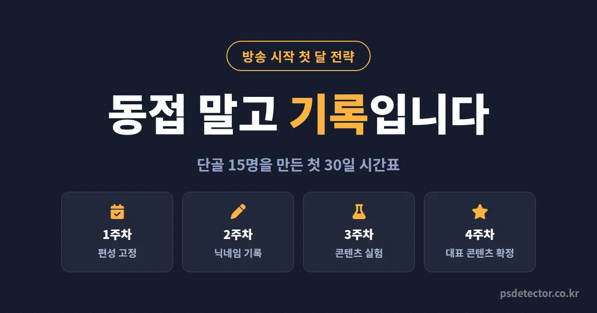 방송 시작 첫 달 전략, 동접보다 먼저 잡아야 할 지표 3가지와 단골 15명 만든 4주 시간표