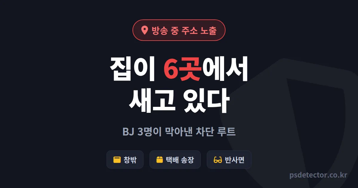 방송 중 주소 노출 방지 6단계, 창밖·택배로 집 털릴 뻔한 BJ 3명의 실전 차단 루트