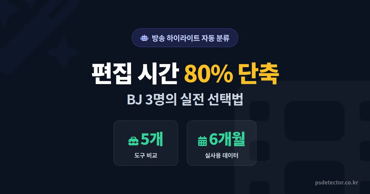 방송 하이라이트 자동 분류 도구 5가지, 편집 시간 80% 줄인 BJ 3명의 실전 선택법