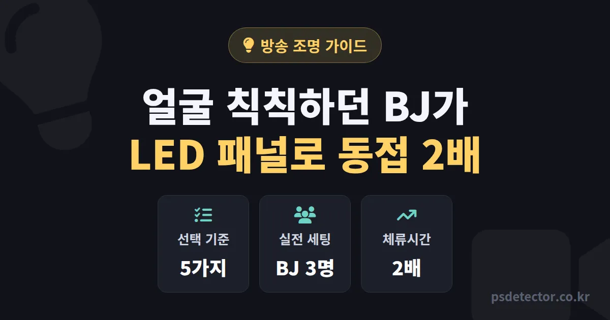 방송용 LED 패널 조명 고르는 법 5가지, 얼굴 칙칙하던 BJ 3명이 동접 2배 만든 실전 세팅
