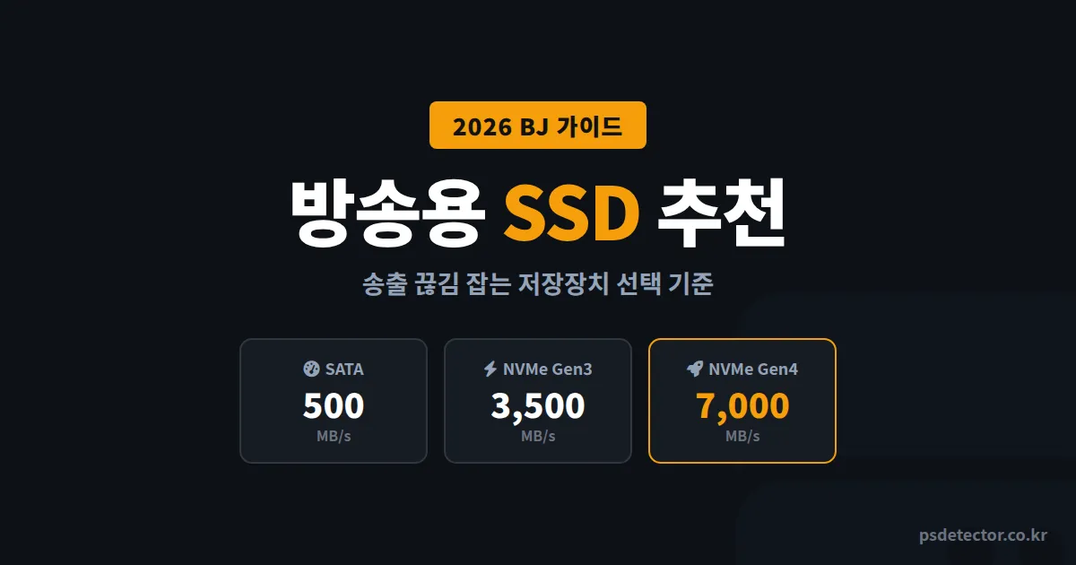 방송용 SSD 추천 2026, 송출 끊김 사라진 BJ 3명이 실제로 쓰는 모델 4가지