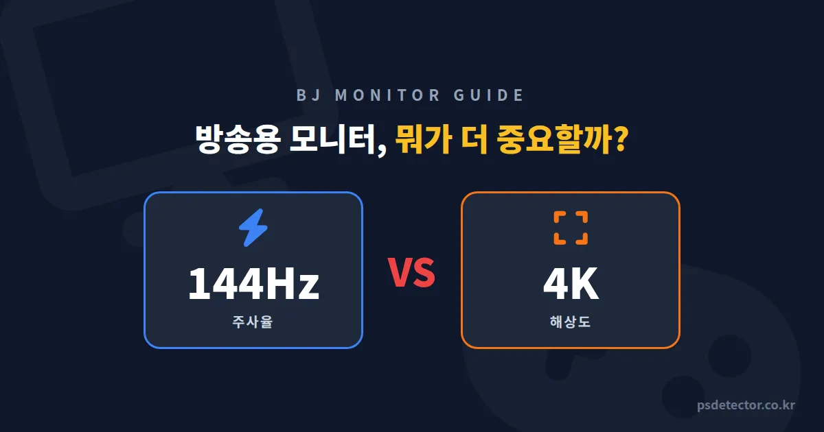 방송용 모니터 주사율 해상도 선택, 144Hz vs 4K 중 BJ가 진짜 골라야 할 조합