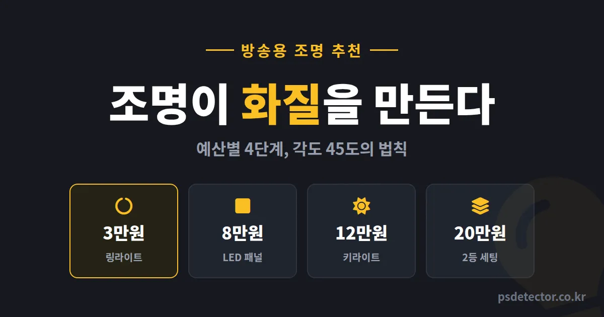 방송용 조명 추천 예산별 4단계, 3만원 세팅으로 얼굴빛 살린 BJ 2명의 실전 배치 루트