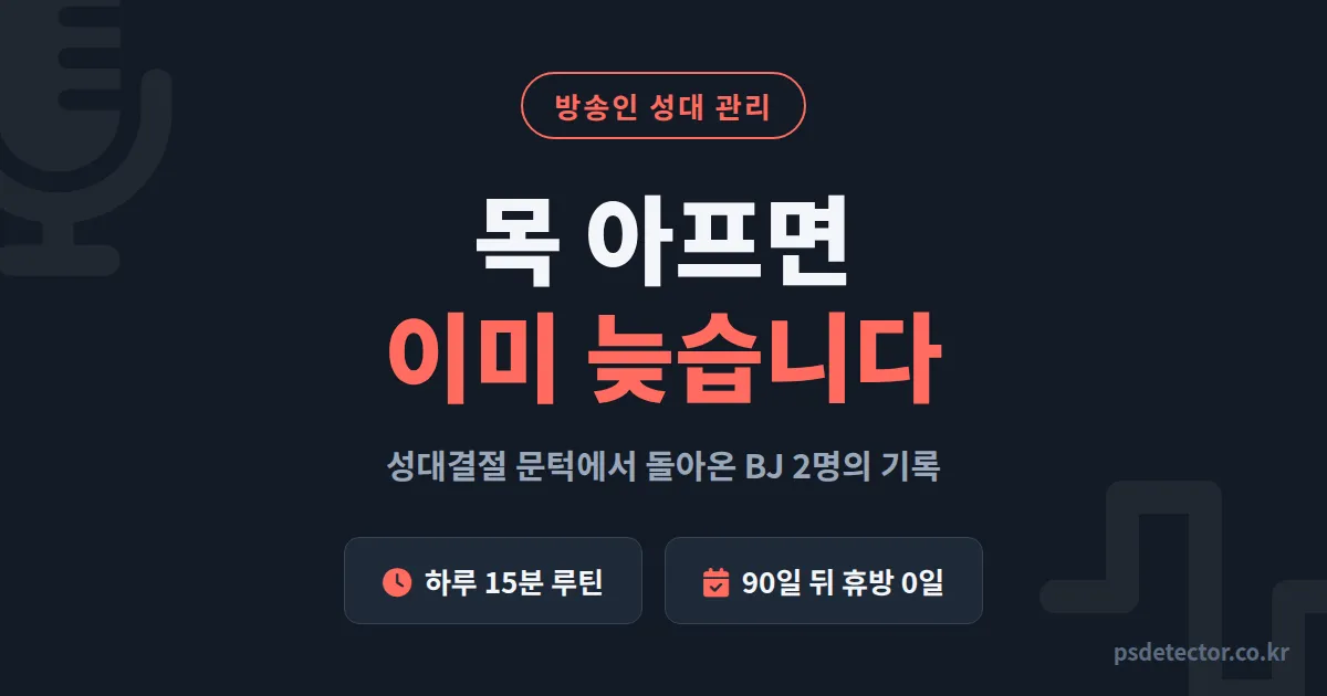 방송인 성대 관리 목 아플 때만 하면 늦습니다, 성대결절 문턱에서 돌아온 BJ 2명의 하루 15분 루틴
