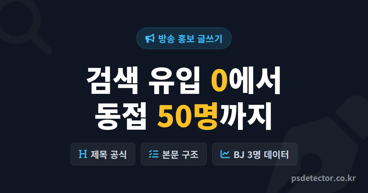 블로그 방송 홍보 글쓰기, 검색 유입 0에서 동접 50명 만든 BJ 3명의 실전 글 구조