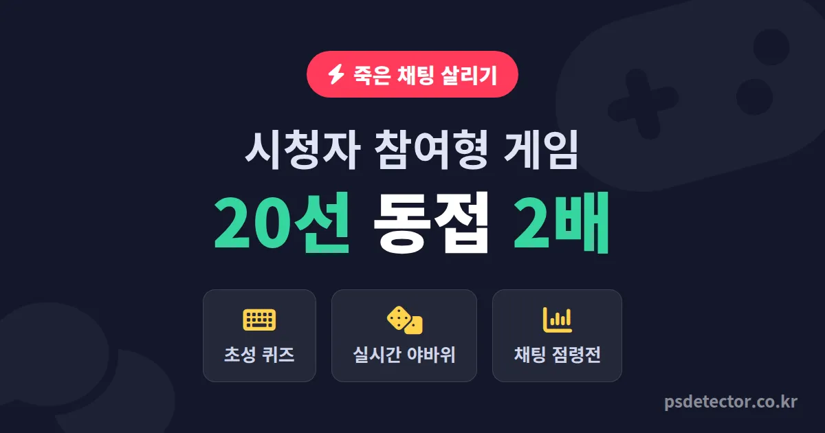 시청자 참여형 게임 추천 20선, 채팅 죽은 BJ 3명이 동접 2배 만든 실전 운영법