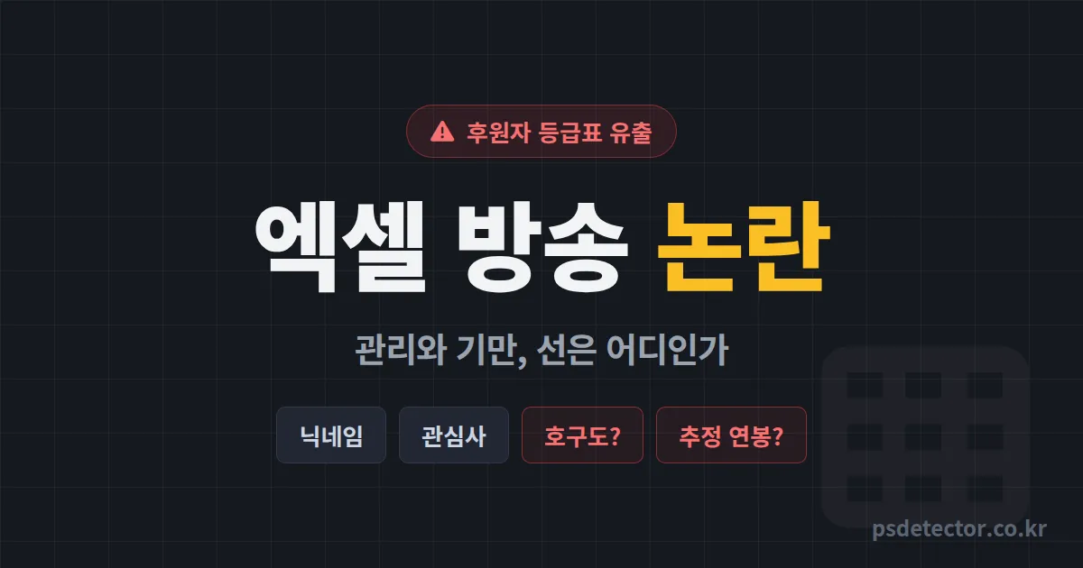 엑셀 방송 논란 왜 터졌나, 후원자 등급표 유출 사건과 선 안 넘은 BJ 3명의 관리법