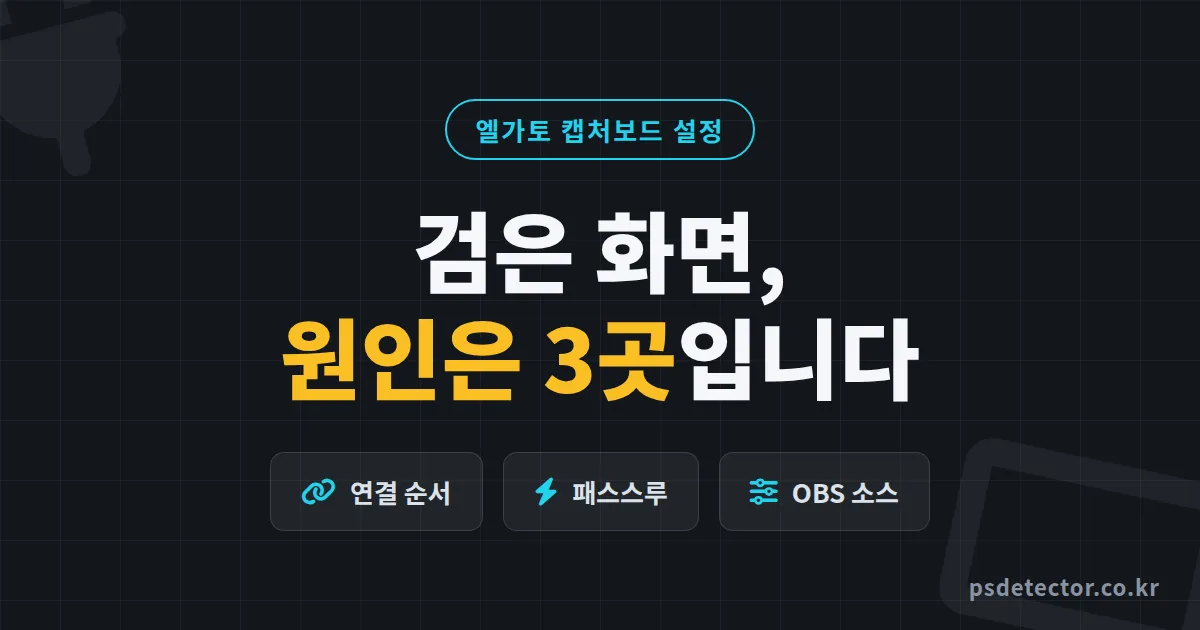 엘가토 캡처보드 설정 왜 연결만 하면 검은 화면일까, 3곳 고치고 첫 콘솔 방송 살린 BJ 2명의 세팅 순서