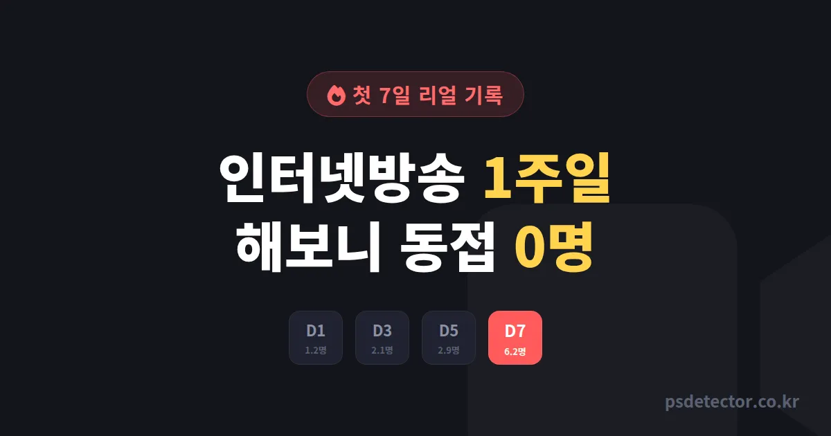 인터넷방송 1주일 해본 후기, 동접 0명에서 시작한 첫 7일 기록과 2주 차를 바꾼 3가지