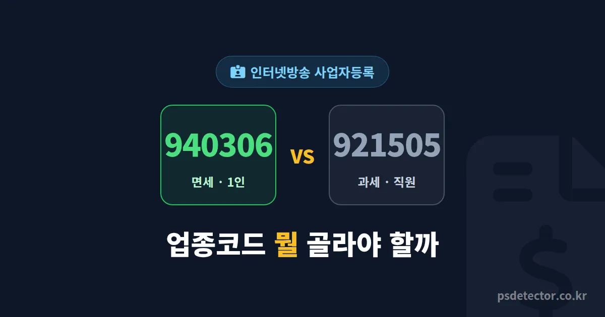 인터넷방송 사업자등록 업종코드 940306이 맞을까, 잘못 적어 가산세 문 BJ 3명의 실전 정정 루트