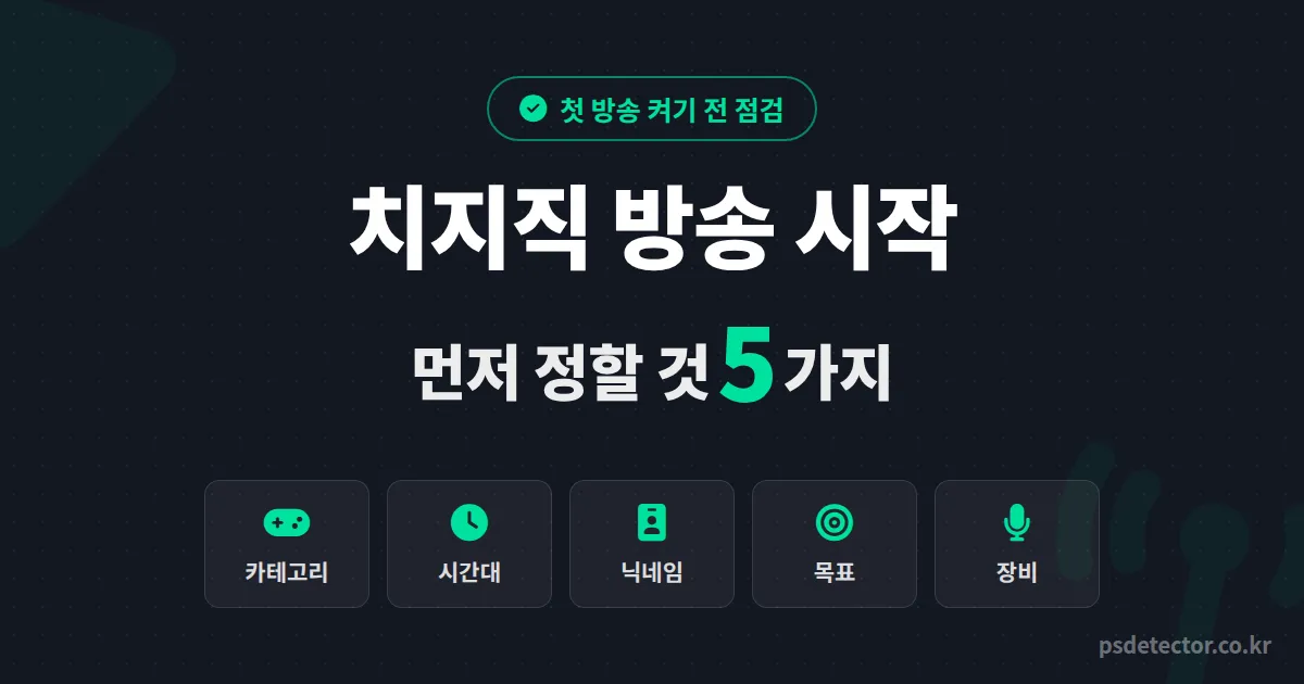 치지직 방송 시작하기 막막할 때, 장비보다 먼저 정할 것 5가지와 첫 달 팔로워 100명 루트