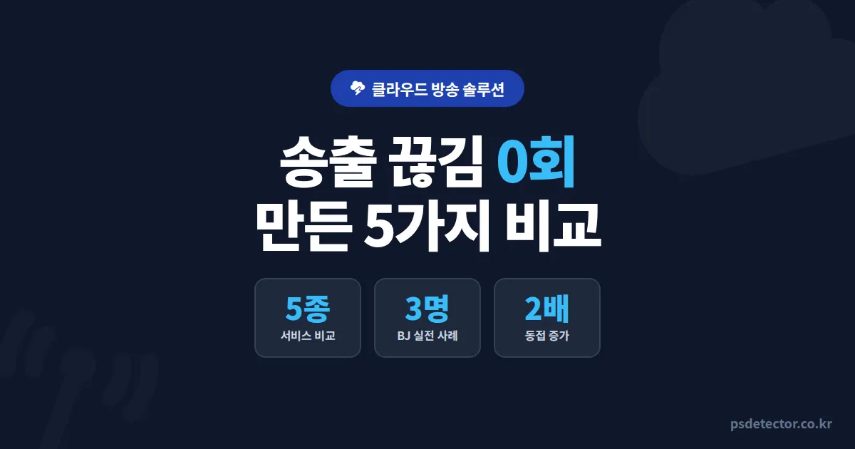 클라우드 방송 솔루션 5가지 비교, 송출 끊김 0회 만든 BJ 3명의 실전 선택 기준