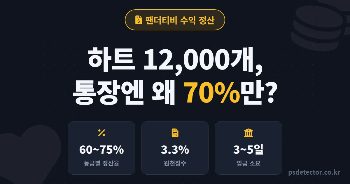 팬더티비 수익 정산 처음이라면, 첫 입금 30% 덜 받은 BJ 2명이 미리 챙겼어야 할 체크 루트