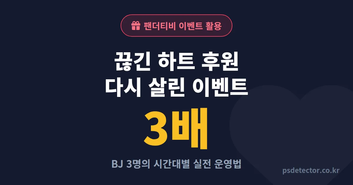 팬더티비 이벤트 방송 활용, 하트 후원 3배 끌어낸 BJ 3명의 시간대별 실전 운영법