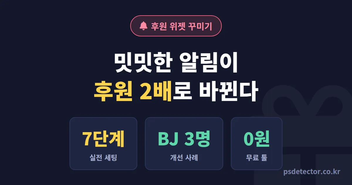 후원 위젯 꾸미기 7단계, 디자인 0점이던 BJ 3명이 후원 2배 만든 실전 세팅 루트