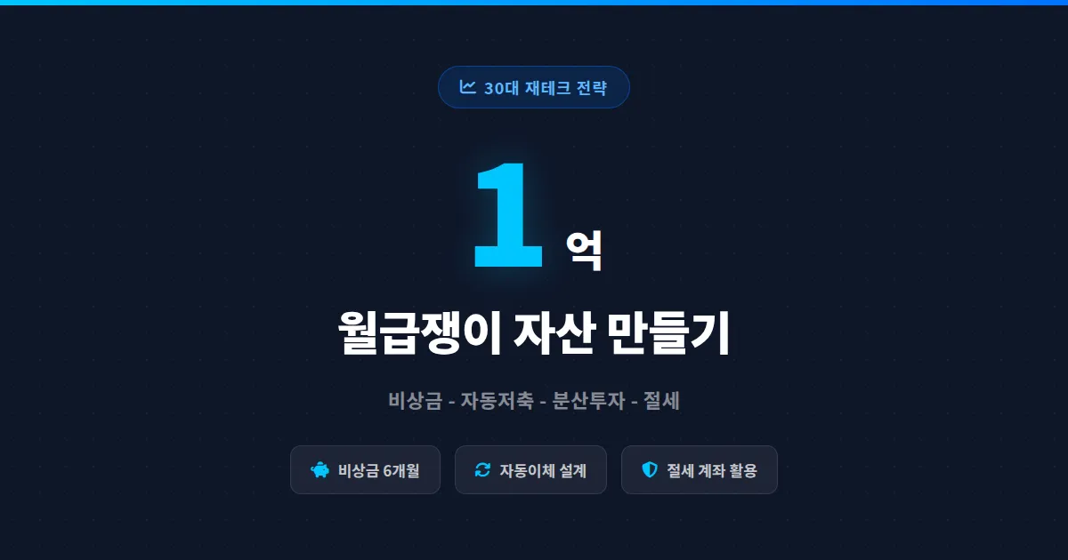 30대 재테크 전략 완벽 정리 - 월급쟁이가 자산 1억 만드는 현실적인 방법