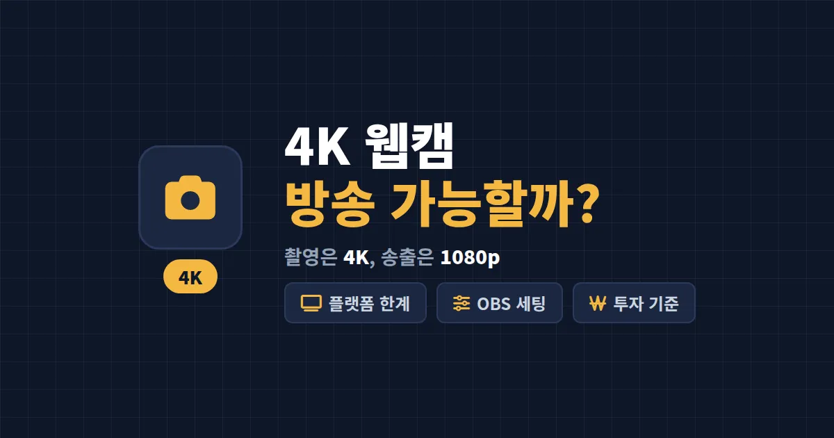 4K 웹캠 방송 가능한가 - 실제 송출 화질과 필요한 장비, 현실적인 답변 정리