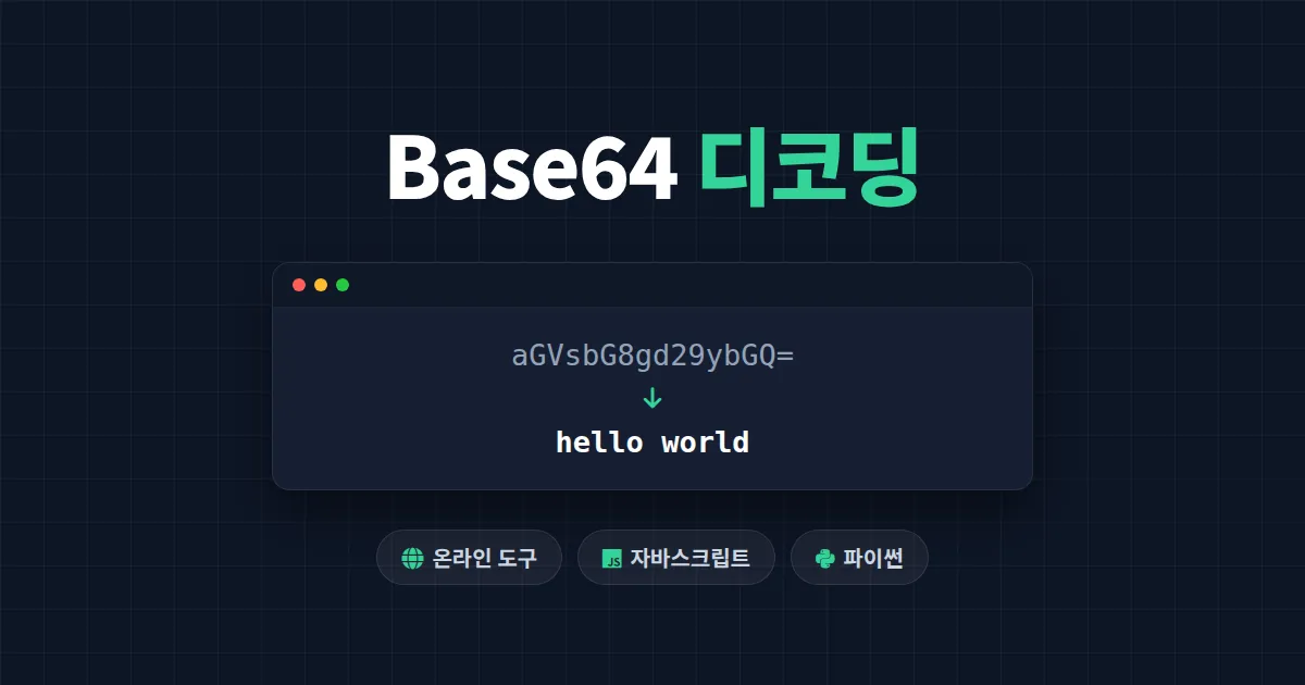 Base64 디코딩 방법 총정리 - 온라인 도구부터 자바스크립트, 파이썬 명령어까지 한번에