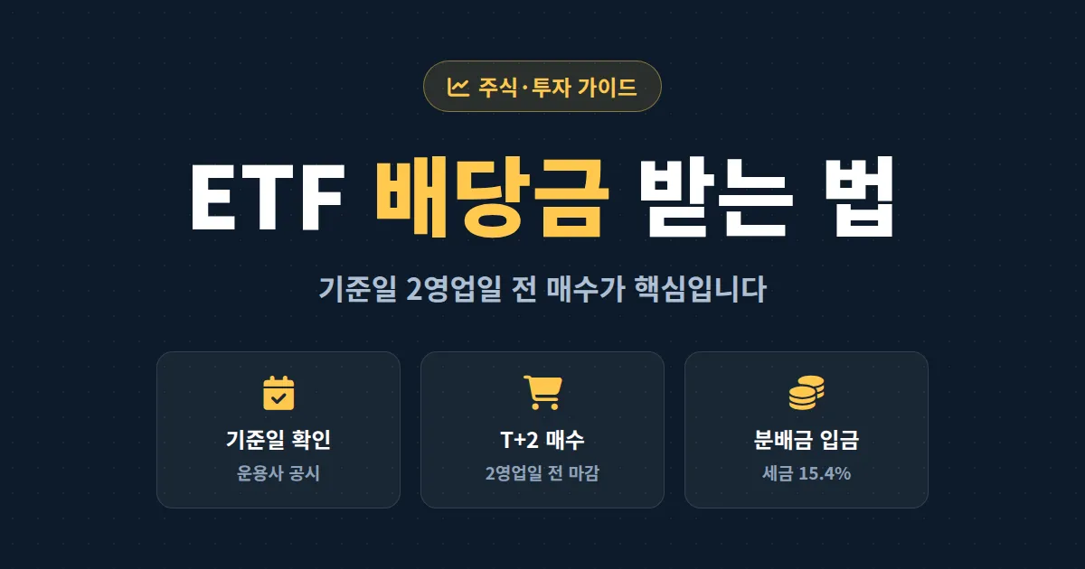 ETF 배당금 받기 완벽 가이드 - 분배금 기준일부터 지급일, 세금까지 한번에 정리