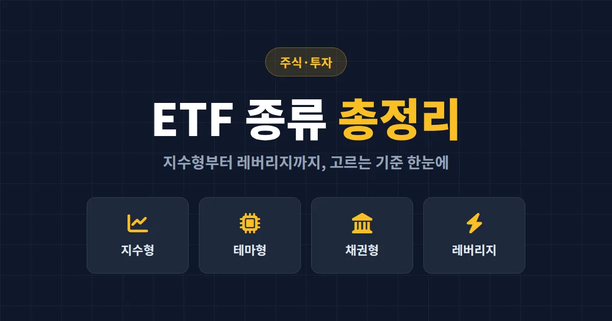 ETF 종류 정리 완벽 가이드 - 지수형부터 레버리지까지 초보자를 위한 선택 기준