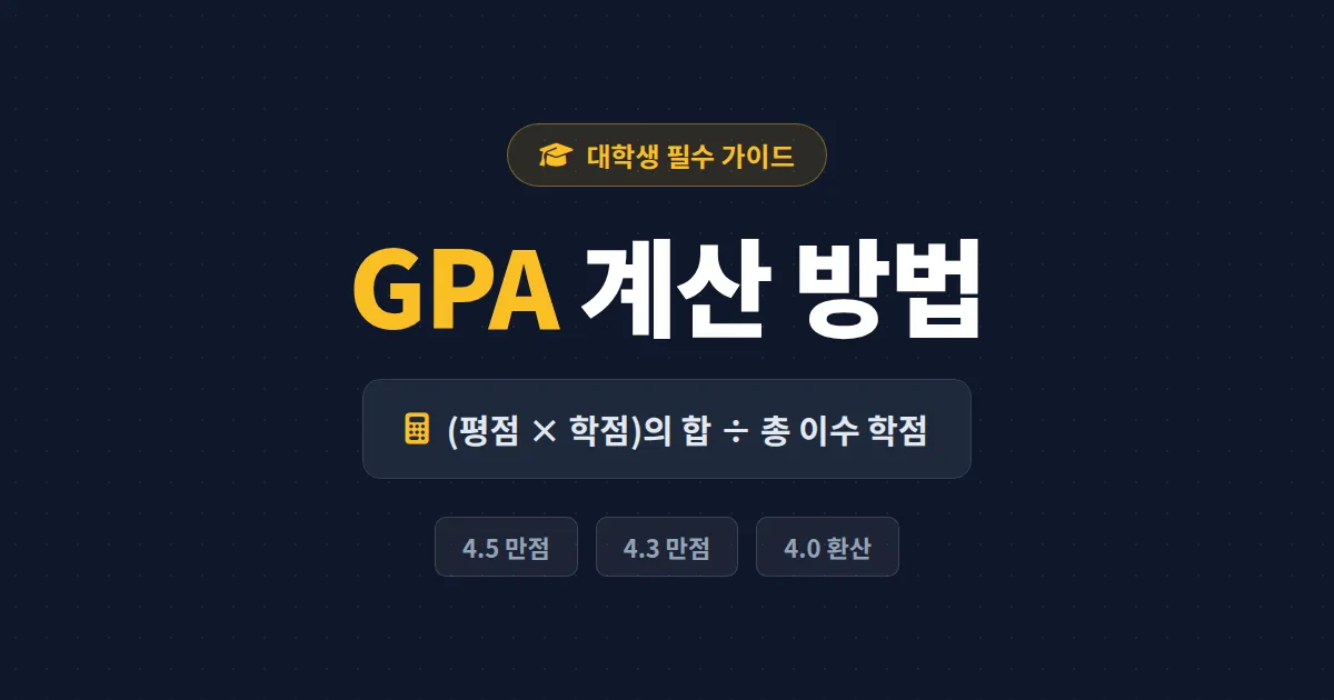 GPA 계산 방법 완벽 가이드 - 4.5 만점 학점 계산부터 4.0 환산, 백분위까지 한번에 정리