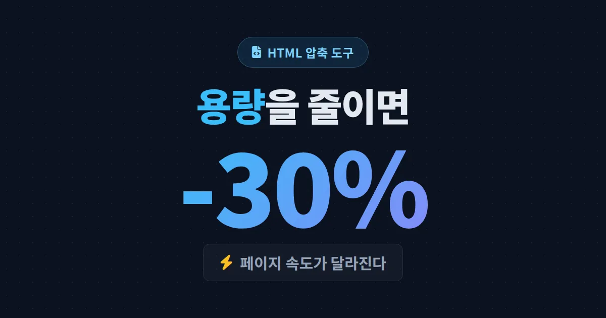 HTML 압축 도구 완벽 가이드 - 웹사이트 속도 높이는 무료 도구 비교와 실전 활용법