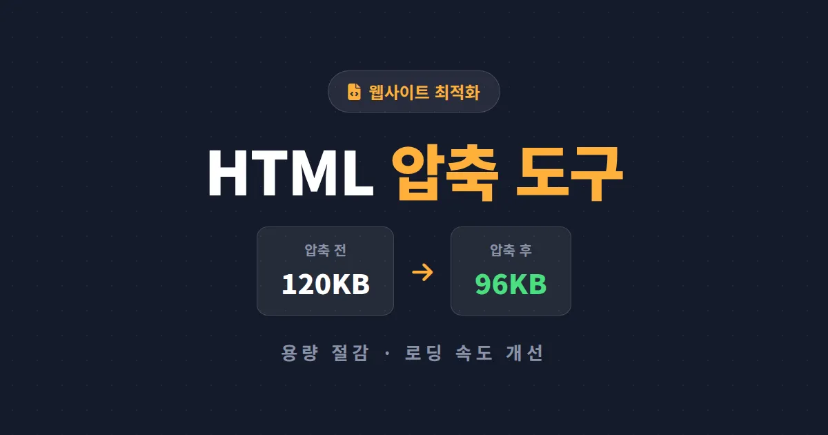 HTML 압축 도구 추천과 사용법 - 웹페이지 용량 줄이고 로딩 속도 높이는 방법