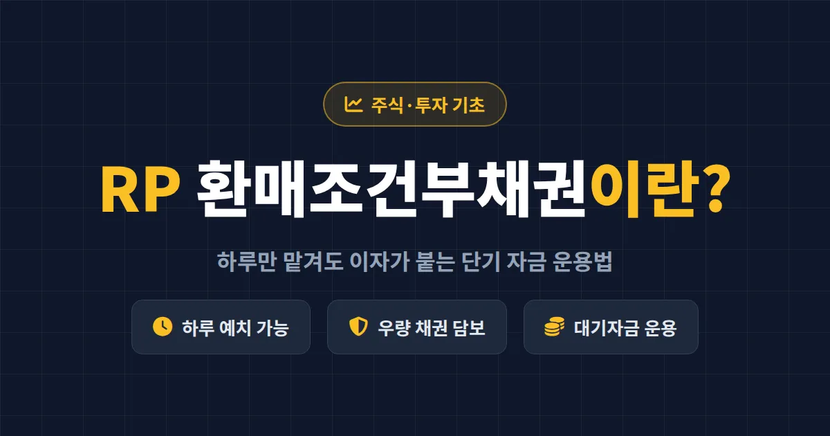 RP 환매조건부채권이란? 하루만 맡겨도 이자 받는 단기 자금 운용 완벽 가이드