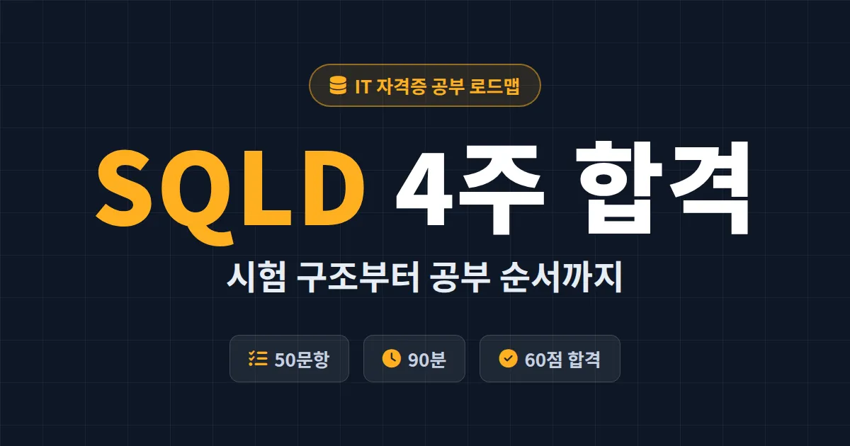 SQLD 자격증 준비 4주 합격 로드맵 - 시험 구조부터 공부 순서까지 한번에 정리