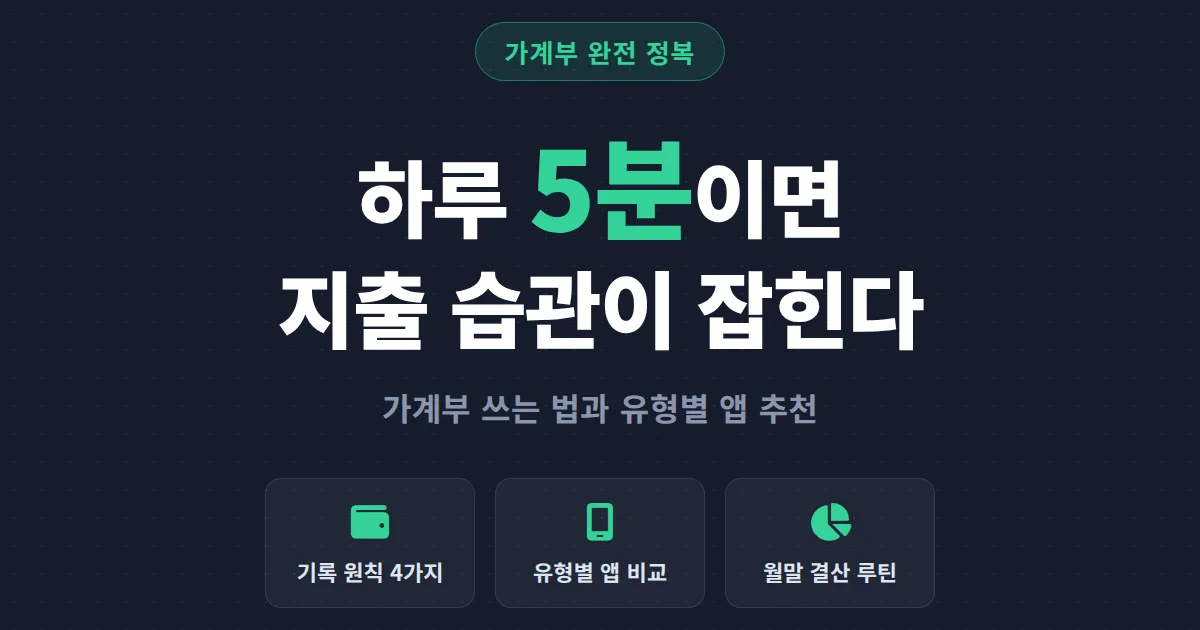 가계부 쓰는 법 앱 추천 총정리 - 하루 5분으로 지출 습관 잡는 현실적인 가이드