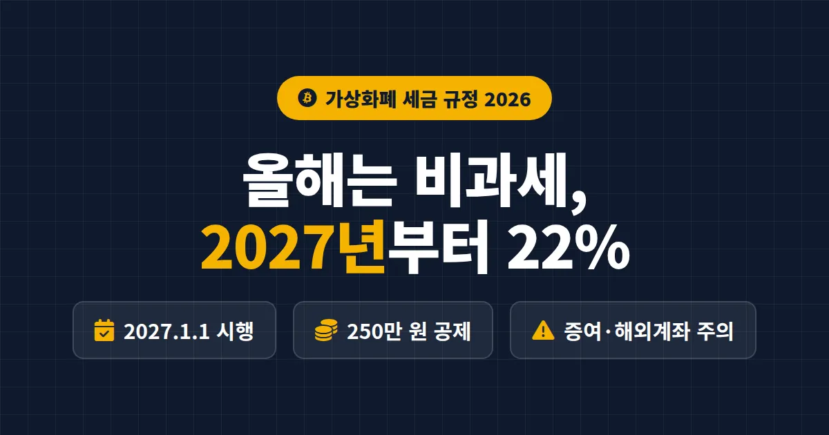 가상화폐 세금 규정 2026 총정리 - 과세 유예 상태에서 투자자가 꼭 알아야 할 것