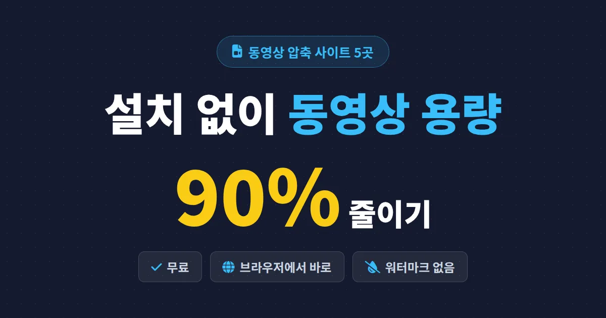 동영상 압축 사이트 추천 5곳 - 설치 없이 무료로 용량 90% 줄이는 방법