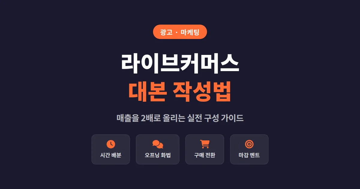 라이브커머스 대본 작성법 - 매출을 2배로 올리는 실전 구성 가이드