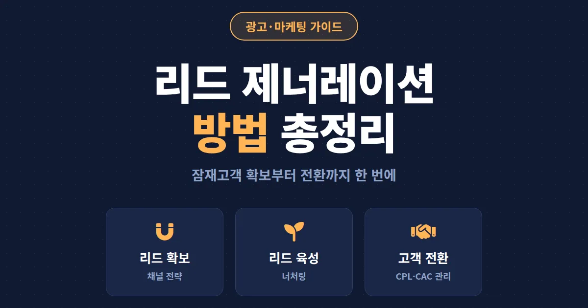 리드 제너레이션 방법 총정리 - 잠재고객 확보부터 전환까지 실전 단계별 가이드